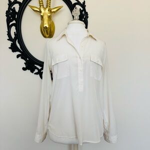 Old Navy Off White Long Sleeve Blouse with Buttons and Pockets